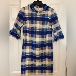 Sara Campbell blue plaid tweed dress